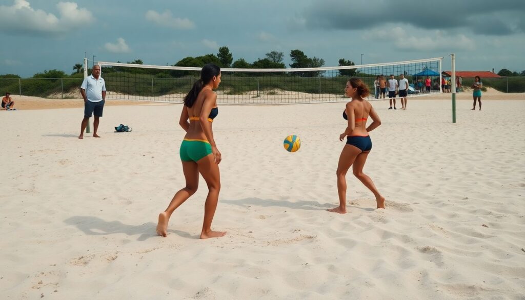 Тактика и игра в пляжном волейболе: движения на песке - иллюстрация