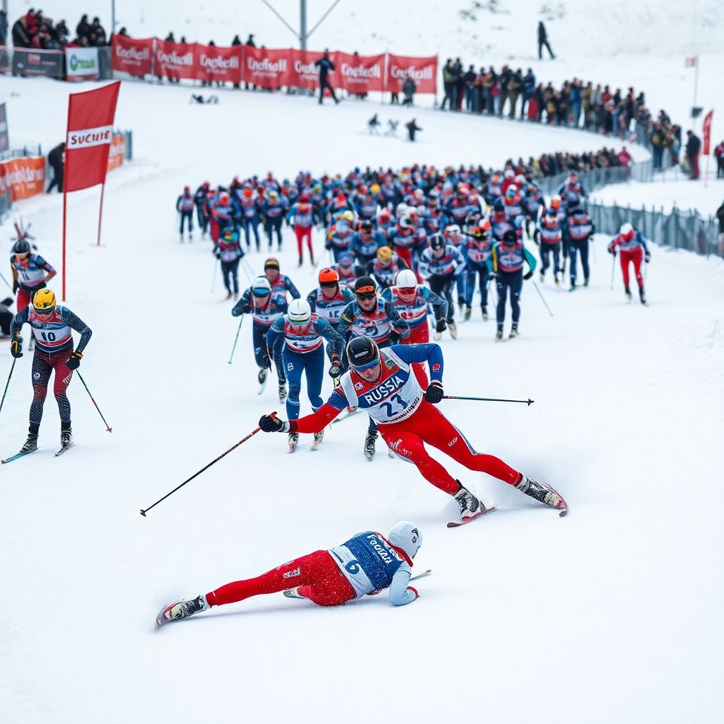 Драма российского лыжника на Тур де Ски: падение Коростелева в дуэли с Клебо